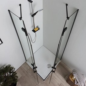 Box Doccia Nero Opaco 70X70 Con Ante Battenti Senza Telaio | Lion