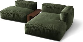 Divano angolare componibile verde (con penisola a destra/con chaise lounge) con rivestimento in velluto Martina – Micadoni