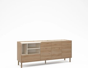 Cassettiera di colore naturale con effetto rovere 180x75,5x44 cm Monza – Marckeric