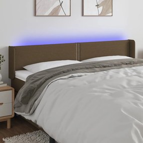 Testiera A Led Marrone Scuro 163x16x78/88 Cm İn Tessuto /