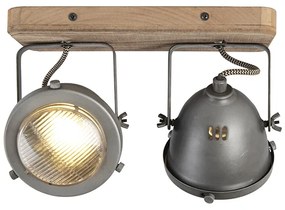 Faretto industriale in acciaio con fissaggio in legno e orientabile 2 luci - Emado