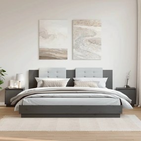 Comodini 2 Pz Grigi 40x30x40 Cm İn Legno Massello Di Pino /