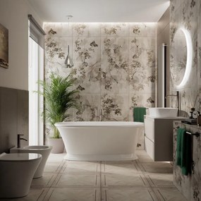 Piastrella da pavimento interno 60 x 120 cm Sp. 9.5 mm rettificato Habita Leaf in gres porcellanato opaco grigio e beige traffico intenso (pei 4/5) R9 1.44 mq