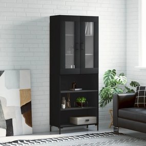 Credenza Nera 69,5x34x180 Cm İn Legno Multistrato /