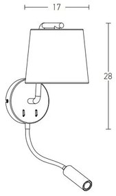 Zambelis H57 - Lampada LED flessibile 3W + 1xE27 40W 230V nero