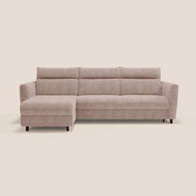 Peonia divano letto angolare con Penisola Contenitore - Materasso H18 cm in Bouclé Impermeabile T07