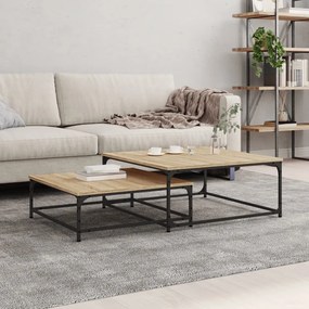 Tavolini Impilabili 2 Pz Rovere Sonoma İn Legno Multistrato /