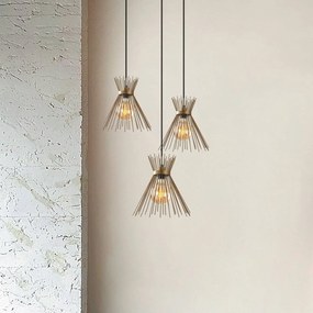 Lampada a sospensione Kirpi 3086 Opviq, dimmerabile, Ottone / Oro, Soggiorno / Sala da pranzo, Metallo, Lampada a sospensione