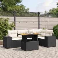 Set Divano da Giardino 6 pz con Cuscini Nero in Polyrattan 3272624