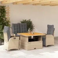 Set da Pranzo da Giardino 4 pz con Cuscini Beige in Polyrattan 3277489