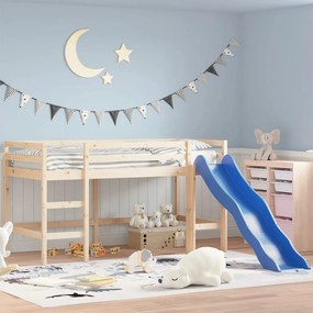 Letto Soppalco Con Scivolo Bambini 80x200cm Legno Massello Pino /