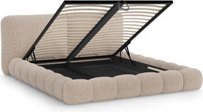 Letto matrimoniale imbottito greige con contenitore con rete inclusa 180x200 cm Solange – Micadoni