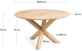 Kave Home - Tavolo rotondo da esterno Teresinha in legno massello di teak Ã˜ 150 cm