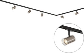 Sistema a binario monofase moderno nero con 5 faretti color canna di fucile - Iconic Lloyd