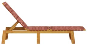 Lettino prendisole rosso in legno massello di acacia e tessuto