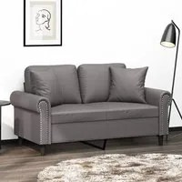 Divano a 2 Posti con Cuscini Grigio 120 cm in Similpellecod mxl 126737