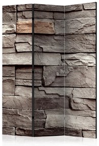 Paravento design Muro del silenzio - texture marrone di mattoni di pietra