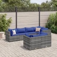 Set Divani da Giardino 7 pz con Cuscini in Polyrattan Grigio 3308191