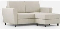 Divano 2 Posti con Pouf 152x155x85 cm Yasel in Tessuto Latte