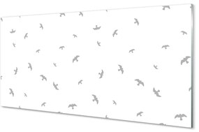 Pannello paraschizzi cucina Uccelli grigi 100x50 cm