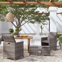 Set Sedie da Giardino con Poggiapiedi 4 pz in Polyrattan Grigio 316753