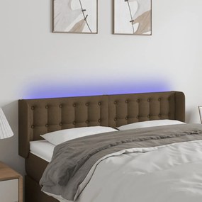 Testiera A Led Marrone Scuro 147x16x78/88 Cm İn Tessuto /