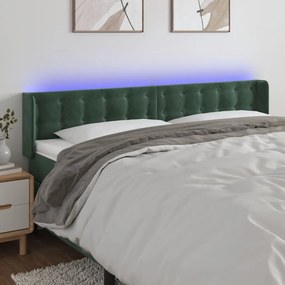Testiera A Led Verde Scuro 183x16x78/88 Cm İn Velluto /