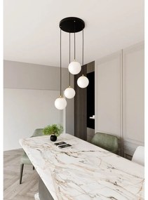 Lampadario a Sospensione in Acciaio e Vetro ROYAL 4 Bianco o Nero 4xE14 Colore del corpo Nero