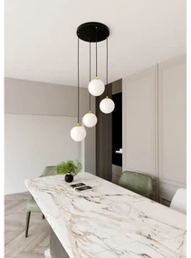 Lampadario a Sospensione in Acciaio e Vetro ROYAL 4 Bianco o Nero 4xE14 Colore del corpo Nero