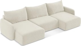 Divano angolare color crema allungabile/con contenitore Kalena – Makamii