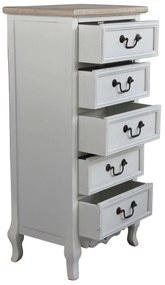 CARINE - cassettiera 5 cassetti in legno di paulownia shabby chic