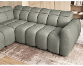 Divano angolare verde polveroso allungabile/con contenitore (con penisola a sinistra/a L) e rivestimento in bouclé Falconn – ELTAP