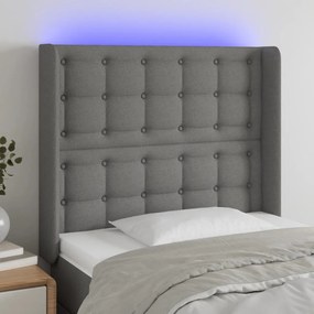 Testiera A Led Grigio Scuro 83x16x118/128 Cm İn Tessuto /
