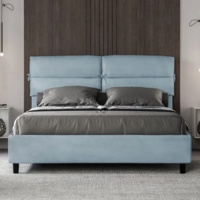 Letto contenitore da 160x190 in microfibra azzurro Nandy