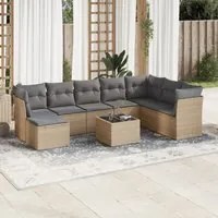 Set Divano da Giardino 9 pz con Cuscini Beige in Polyrattan 3249898