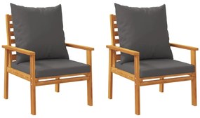 Set salotto da giardino 5 pz con cuscini legno massello acacia