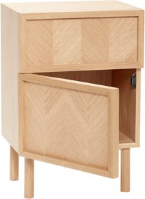 Comodino in legno di quercia naturale con motivo a spina di pesce Herringbone - Hübsch
