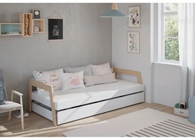 Letto da bambini estraibile bianco in pino massiccio con contenitore con rete inclusa 90x200 cm Carrie – Marckeric