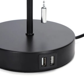 Aigostar - Lampada da tavolo con porta USB 1xE27/40W/230V nero