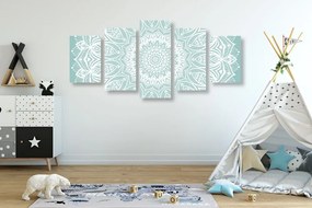 Quadri 5 pezzi – Mandala armonia su sfondo blu