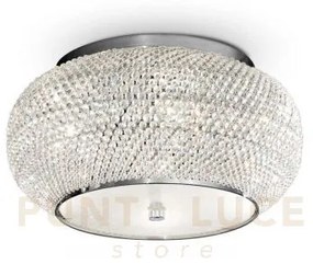Pasha' lampadario da soffitto 6 luci attacco e14 con cristalli cromo