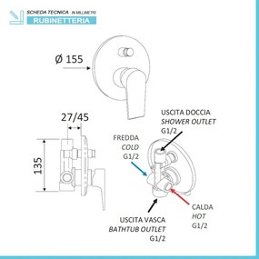 Set miscelatori lavabo bidet e doccia incasso nero opaco Mariani Artic