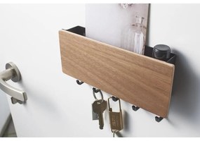 Portachiavi nero con ripiano ed elemento in legno Yamazaki Rin - YAMAZAKI