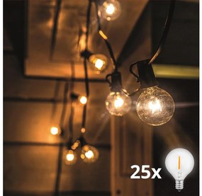 Brilagi - Ghirlanda LED decorativa per esterni 25xE12, 20 m, nera, IP44, bianco caldo