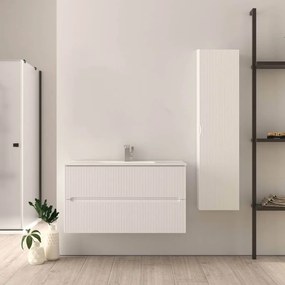 Mobile bagno cannettato bianco opaco 100 cm Riga