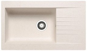 Lavello integrato 1 vasca con gocciolatoio laterale destro o sinistro DELINIA Scirocco resina L 50 x L 86 cm avena