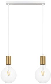 Lampadario a sospensione con filo MIROS 2xE27/60W/230V bianco/oro