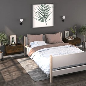 Comodini A Muro 2 Pz Rovere Fumo /