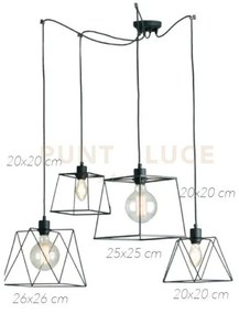 Lampadario a sospensione brooklyn poligonale nera 4 luci attacco e2...