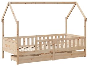 Giroletto bambini con cassetti 90x200 cm legno massello di pino